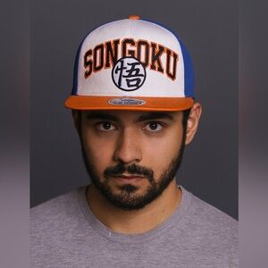 Songoku Themed Cap - White, Blue, Orange
